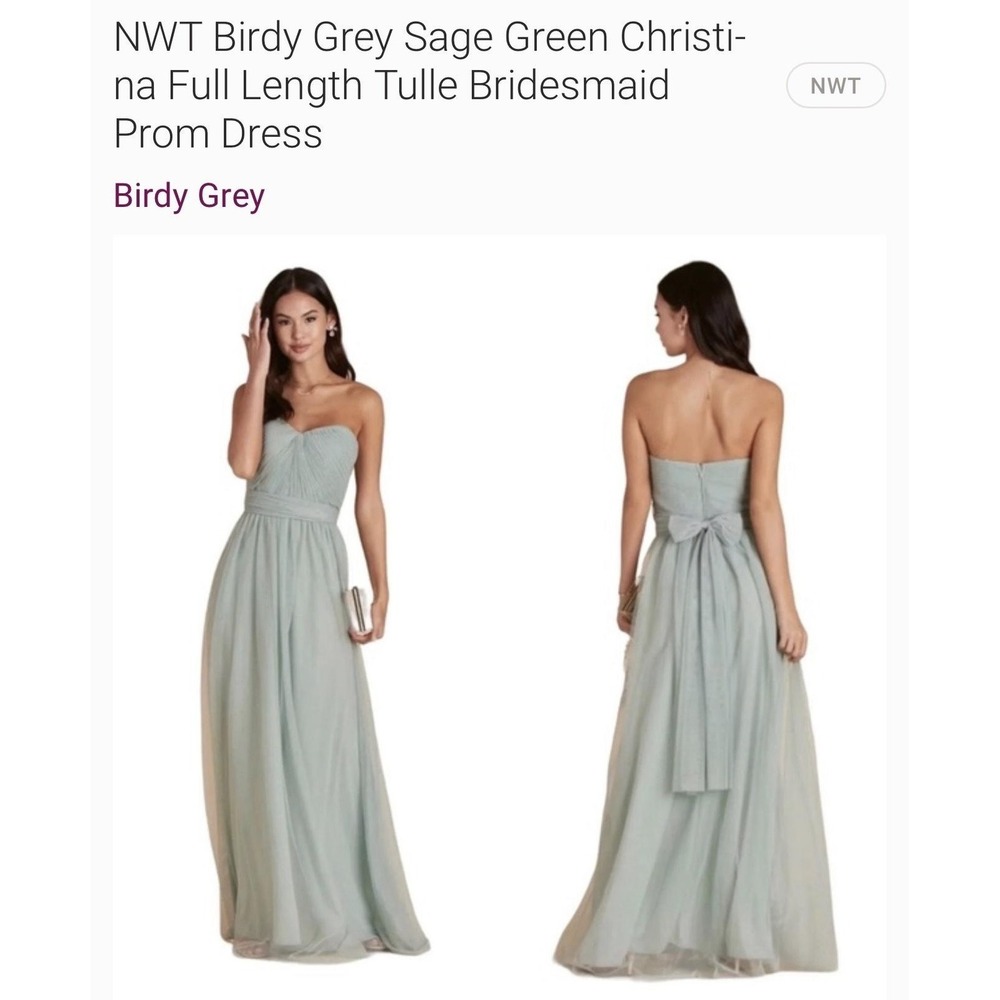 Birdy Grey Dress Womens Small Green Strapless Sweetheart Maxi Bridesmaid Prom